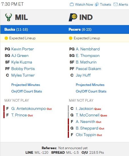 NBA 1경기 인디애나 페이서스 vs 밀워키 벅스-2