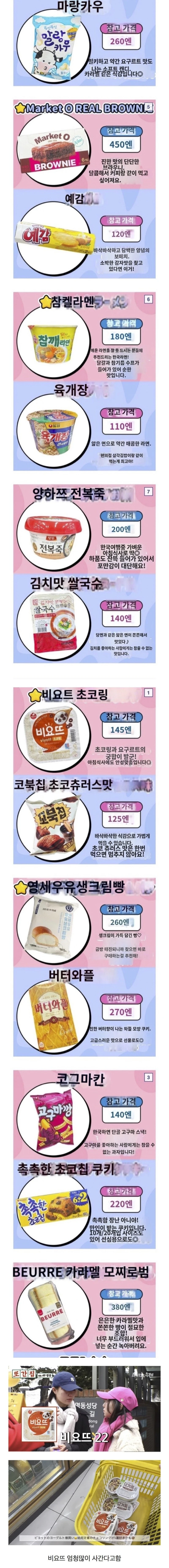 일본인들이 한국 오면 사가는 음식들